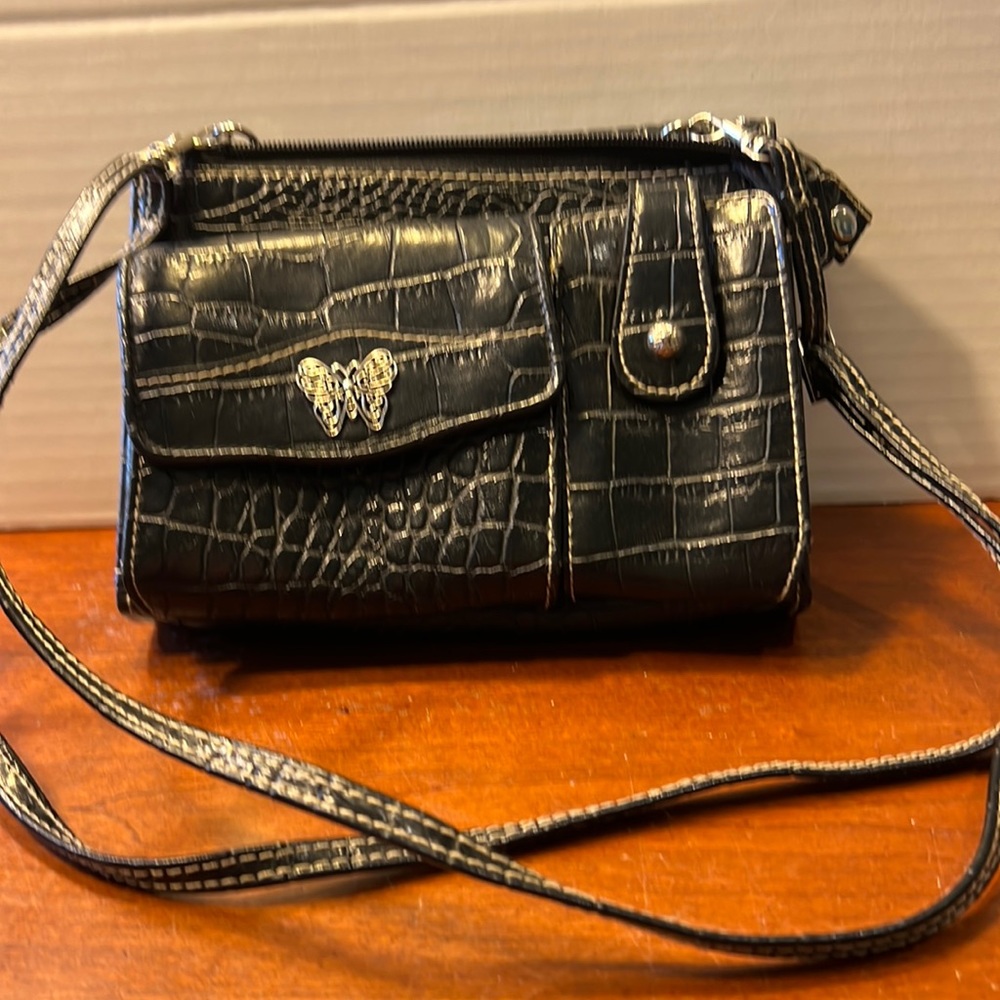 Jeun Bang Black Multipurpose Croc Crossbody Bag